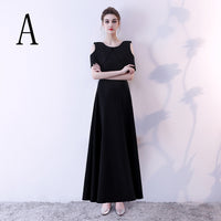 long black prom dress party dress evening dress zipper  Middle sleeve