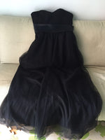 Black strapless tulle bridesmaid dress long