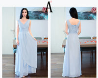 customized long bridesmaid dress blue V neck