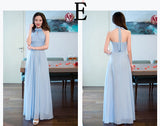 customized long bridesmaid dress blue halter