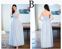 customized long bridesmaid dress blue off the shoulder strapless