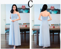 customized long bridesmaid dress blue off the shoulder strapless