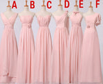 long pink bridesmaid dress customized V neck off the shoulder strapless one shoulder halter