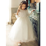 Long sleeve long lace tulle girl gown