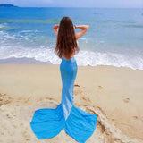 Blue mermaid bikini cover skirt