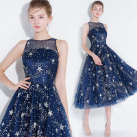 Sequin blue star homecoming dress short