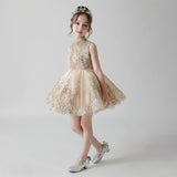 Short sequin golden junior girl prom dress